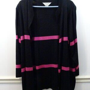 Exclusively Misook Cardigan Size 3X Black Pink Open Front Executive Career Wear